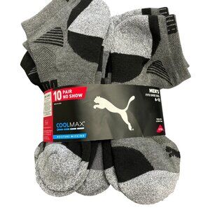 NEW Puma 10 Pair Men's Size 6-12 CoolMax Moisture Wicking Socks